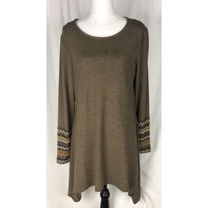 New Indigo Soul Brown‎ Knit tunic sweater Size M Sleeve Decoration.